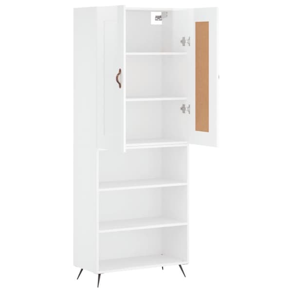 The Living Store Högskåp högglans vit 69,5x34x180 cm konstruerat trä - Skänkar & serveringsbord