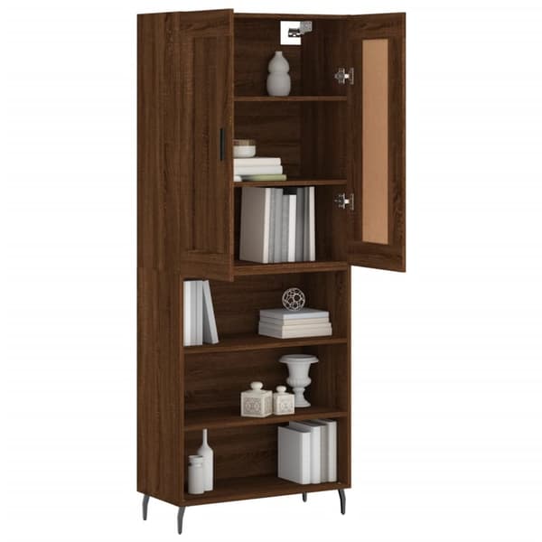 The Living Store højskab 69,5x34x180 cm konstrueret træ brun egetræsfarve -  Skænke