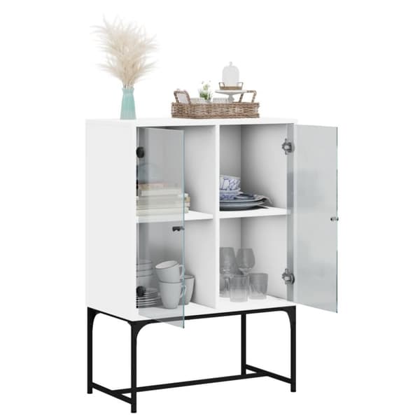 The Living Store skab med glaslåger 69x37x100 cm hvid -  Skænke