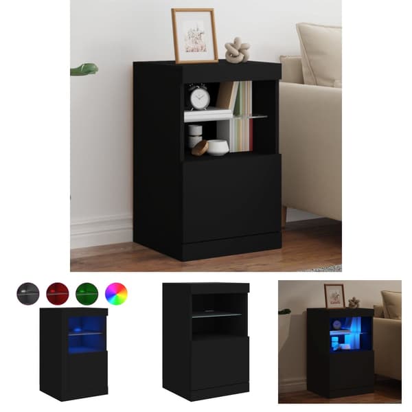The Living Store skænk med LED-lys 41x37x67 cm sort -  Skænke
