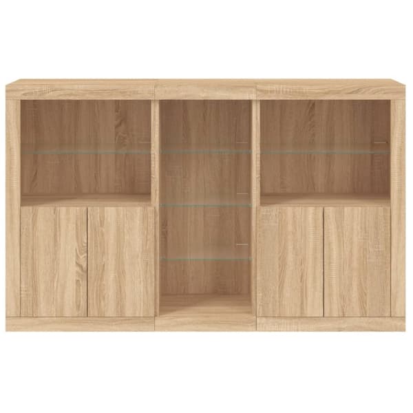 The Living Store skænk med LED-lys 162x37x100 cm sonoma-eg -  Skænke