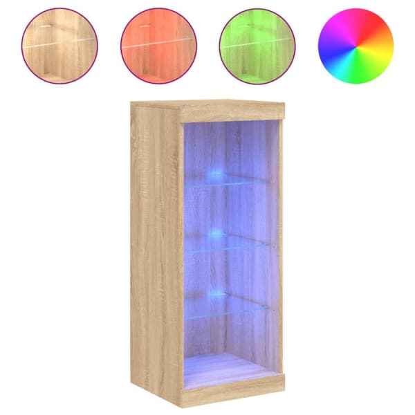 The Living Store skænk med LED-lys 41x37x100 cm sonoma-eg - Skænke