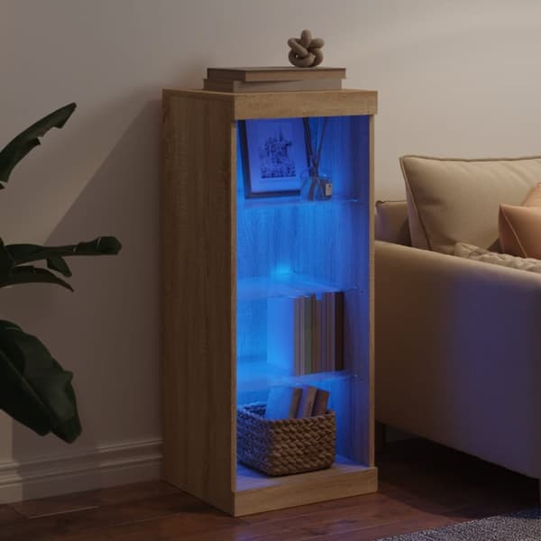 The Living Store skænk med LED-lys 41x37x100 cm sonoma-eg - Skænke