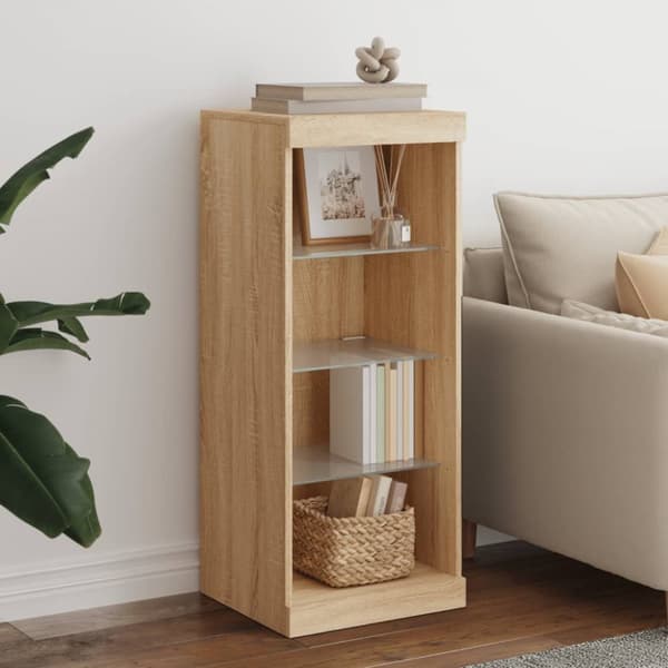 The Living Store skænk med LED-lys 41x37x100 cm sonoma-eg -  Skænke