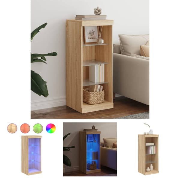 The Living Store skænk med LED-lys 41x37x100 cm sonoma-eg - Skænke