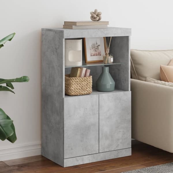 The Living Store Senkki LED-valoilla betoninharmaa 60,5x37x100 cm -  Tarjoilupöydät & senkit