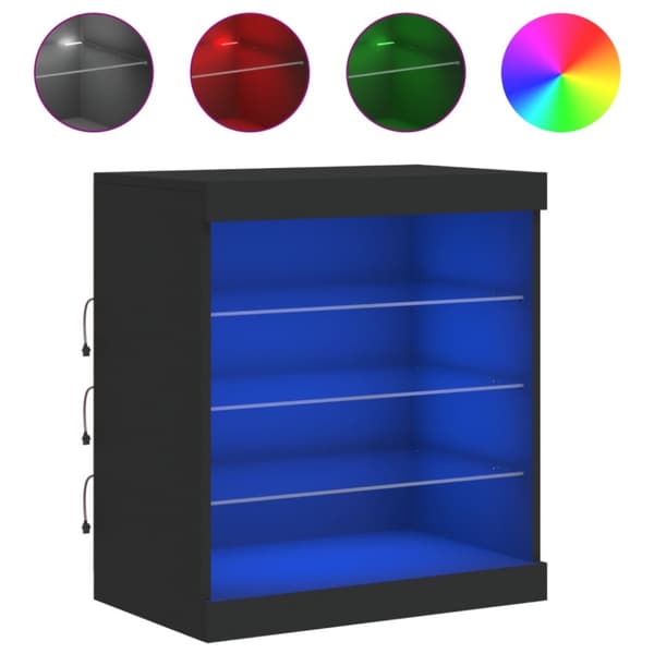 The Living Store Senkki LED-valoilla musta 60,5x37x67 cm -  Tarjoilupöydät & senkit