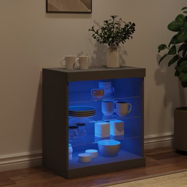 The Living Store Senkki LED-valoilla musta 60,5x37x67 cm -  Tarjoilupöydät & senkit