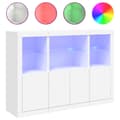 Pikkukuva 3 / 11: The Living Store Senkki LED-valoilla 3 kpl valkoinen tekninen puu -  Tarjoilupöydät & senkit