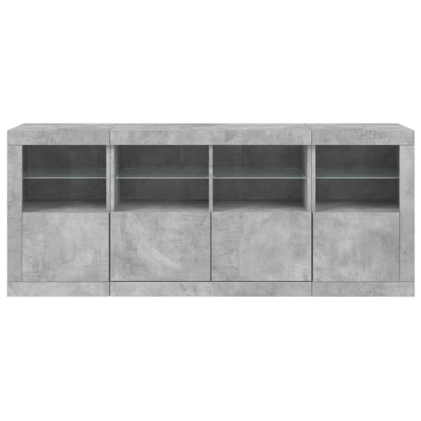 The Living Store Senkki LED-valoilla betoninharmaa 163x37x67 cm - Tarjoilupöydät & senkit