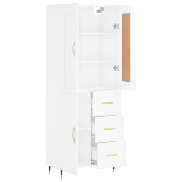 The Living Store højskab 69,5x34x180 cm konstrueret træ hvid højglans - Skænke