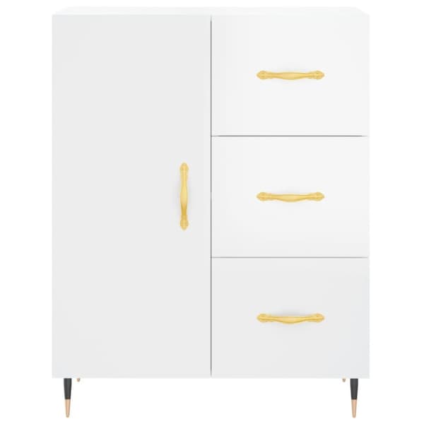 The Living Store højskab 69,5x34x180 cm konstrueret træ hvid højglans - Skænke