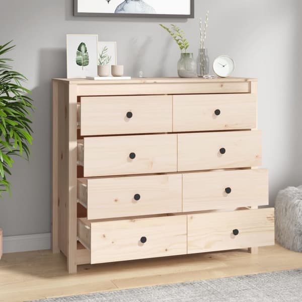 The Living Store kommode 100x40x90 cm massivt fyrretræ - Skænke