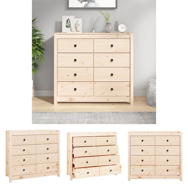 The Living Store kommode 100x40x90 cm massivt fyrretræ - Skænke