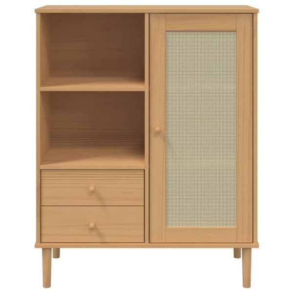 The Living Store Kaappi SENJA rottinkityyli ruskea 90x40x112 cm täysi mänty -  Tarjoilupöydät & senkit