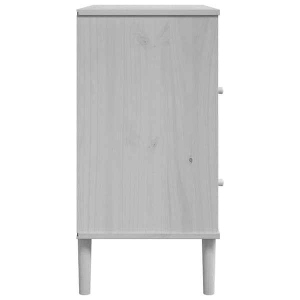The Living Store skænk SENJA 80x40x80 cm rattan-look massivt fyrretræ hvid - Skænke