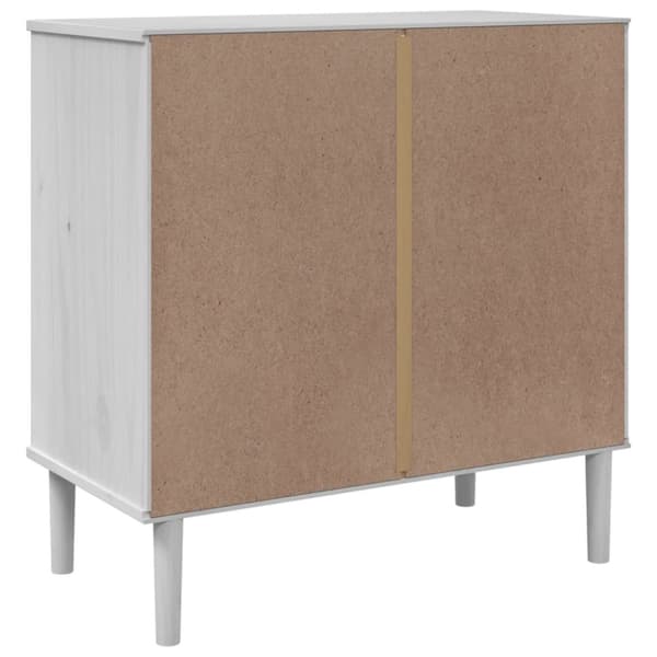 The Living Store skænk SENJA 80x40x80 cm rattan-look massivt fyrretræ hvid - Skænke