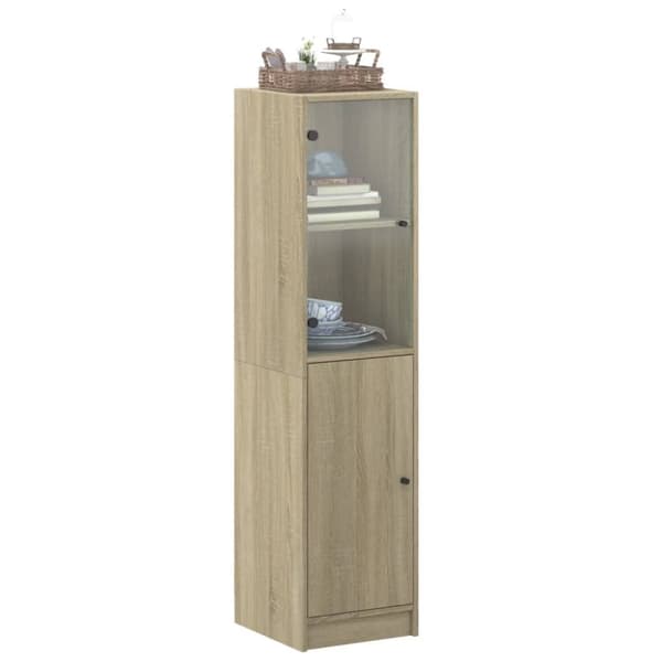 The Living Store skab med glaslåge 35x37x142 cm sonoma-eg -  Skænke