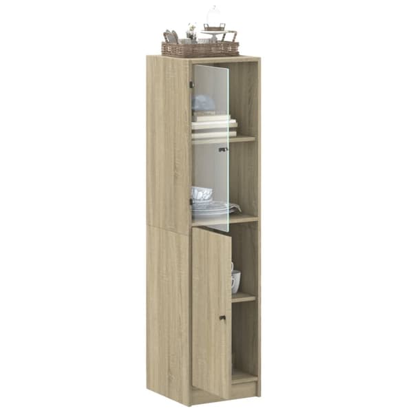 The Living Store skab med glaslåge 35x37x142 cm sonoma-eg -  Skænke
