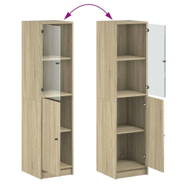 The Living Store skab med glaslåge 35x37x142 cm sonoma-eg -  Skænke