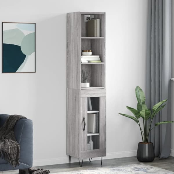 The Living Store højskab 34,5x34x180 cm konstrueret træ grå sonoma-eg - Skænke