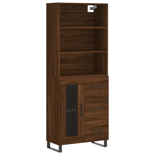 The Living Store Högskåp brun ek 69,5x34x180 cm konstruerat trä -  Skänkar & serveringsbord