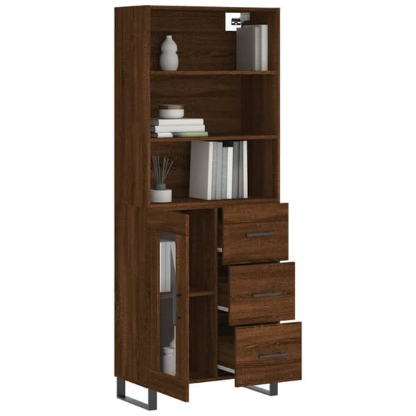 The Living Store Högskåp brun ek 69,5x34x180 cm konstruerat trä -  Skänkar & serveringsbord