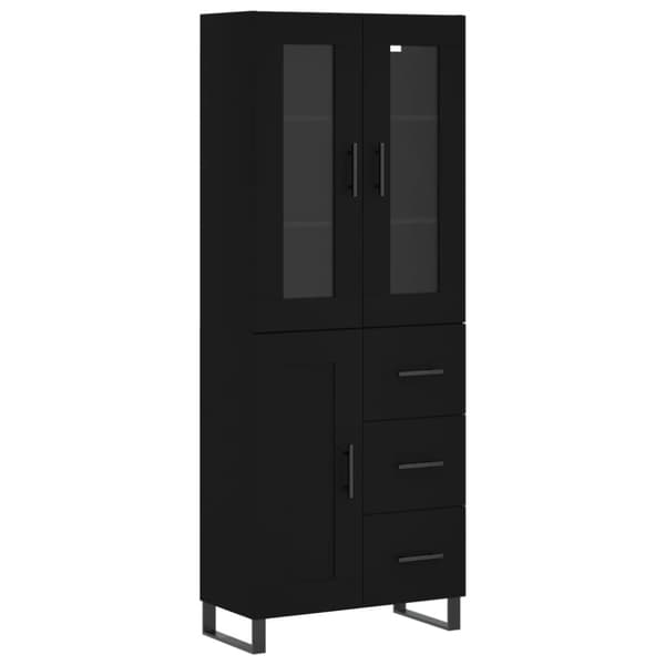 The Living Store Högskåp svart 69,5x34x180 cm konstruerat trä -  Skänkar & serveringsbord