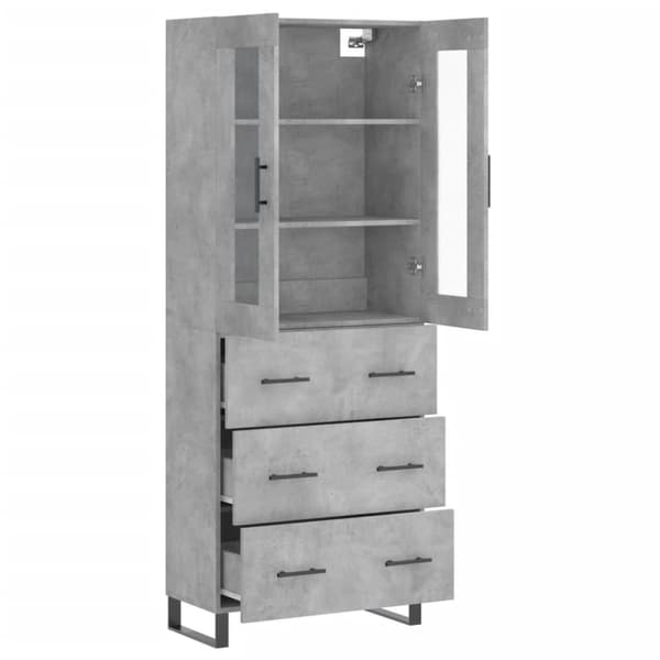 The Living Store Högskåp betonggrå 69,5x34x180 cm konstruerat trä -  Skänkar & serveringsbord