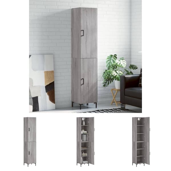 The Living Store højskab 34,5x34x180 cm konstrueret træ grå sonoma-eg -  Skænke