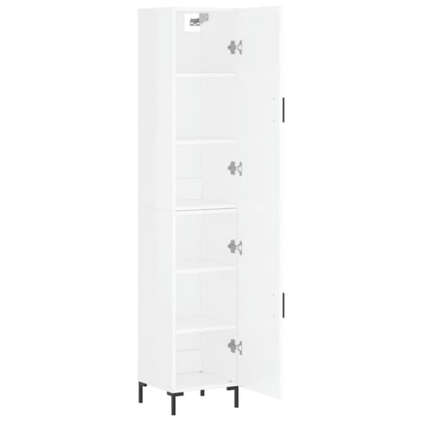 The Living Store Högskåp vit högglans 34,5x34x180 cm konstruerat trä - Skänkar & serveringsbord
