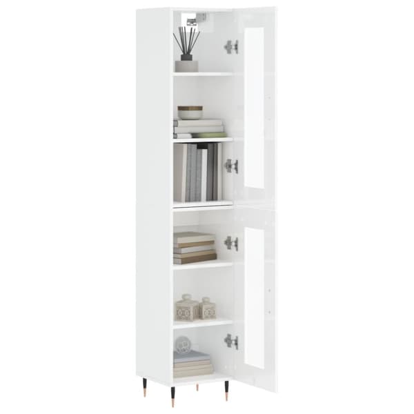 The Living Store skab 34,5x34x180 cm konstrueret træ hvid højglans - Skænke