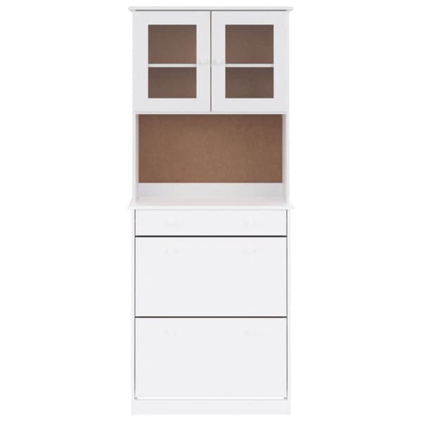 The Living Store højskab ALTA 77x35x188 cm massivt fyrretræ hvid - Skænke