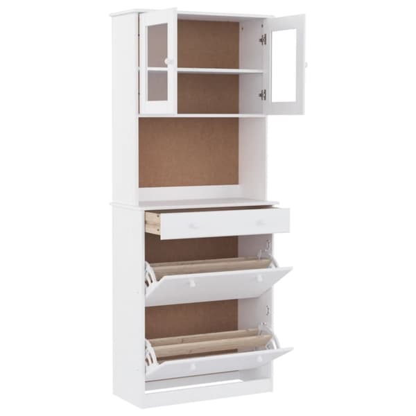 The Living Store højskab ALTA 77x35x188 cm massivt fyrretræ hvid - Skænke