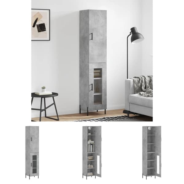 The Living Store skab 34,5x34x180 cm konstrueret træ betongrå - Skænke