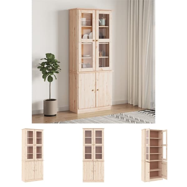 The Living Store vitrineskab ALTA 77x35x186,5 cm massivt fyrretræ -  Skænke