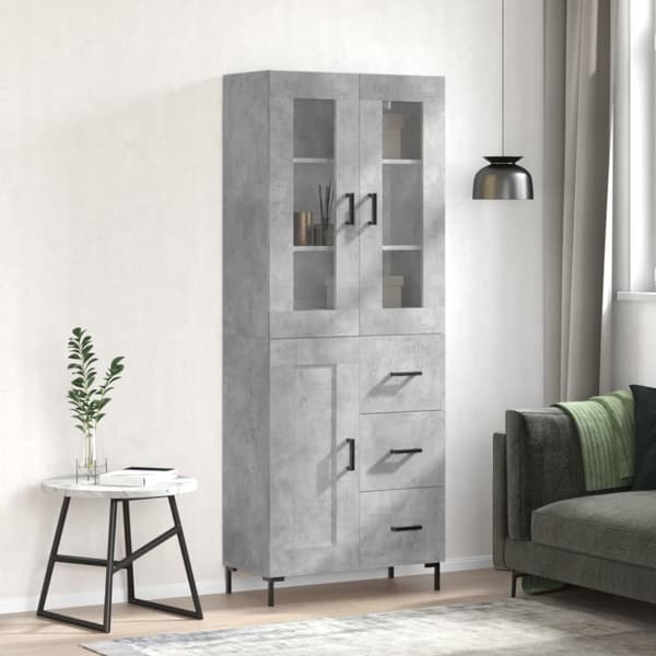 The Living Store højskab 69,5x34x180 cm konstrueret træ betongrå -  Skænke