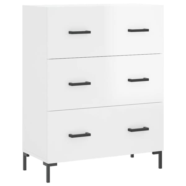 The Living Store højskab 69,5x34x180 cm konstrueret træ hvid højglans - Skænke