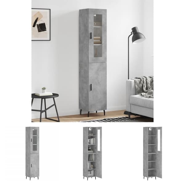 The Living Store skab 34,5x34x180 cm konstrueret træ betongrå - Skænke