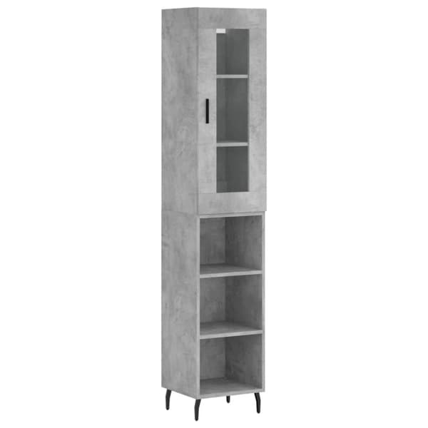 The Living Store Högskåp betonggrå 34,5x34x180 cm konstruerat trä - Skänkar & serveringsbord