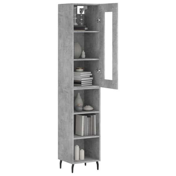 The Living Store Högskåp betonggrå 34,5x34x180 cm konstruerat trä - Skänkar & serveringsbord
