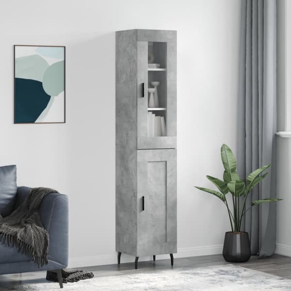 The Living Store skab 34,5x34x180 cm konstrueret træ betongrå - Skænke