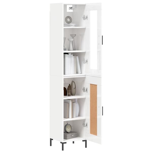 The Living Store skab 34,5x34x180 cm konstrueret træ hvid højglans - Skænke