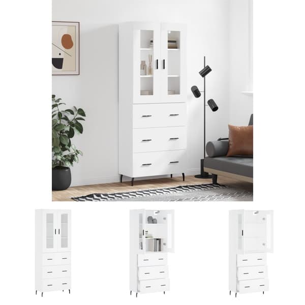 The Living Store højskab 69,5x34x180 cm konstrueret træ hvid -  Skænke