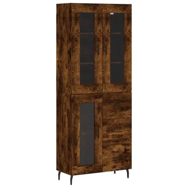 The Living Store Kaappi savutammi 69,5x34x180 cm tekninen puu -  Tarjoilupöydät & senkit