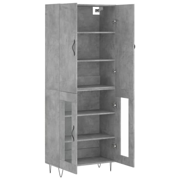The Living Store Kaappi betoninharmaa 69,5x34x180 cm tekninen puu -  Tarjoilupöydät & senkit