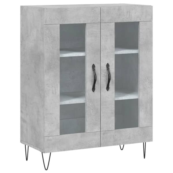 The Living Store Kaappi betoninharmaa 69,5x34x180 cm tekninen puu -  Tarjoilupöydät & senkit