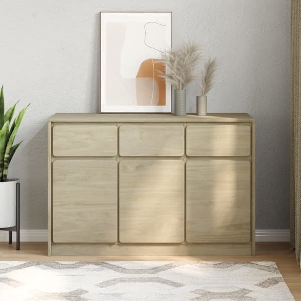 The Living Store Skänk SAUDA ek 114x43x75,5 cm massiv furu -  Skänkar & serveringsbord