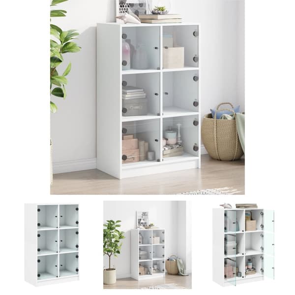 The Living Store Kaappi ovilla valkoinen 68x37x109 cm tekninen puu -  Tarjoilupöydät & senkit
