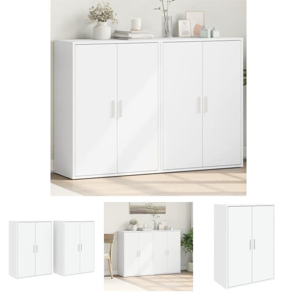 The Living Store Skänkar 2 st vit 60x31x84 cm konstruerat trä -  Skänkar & serveringsbord